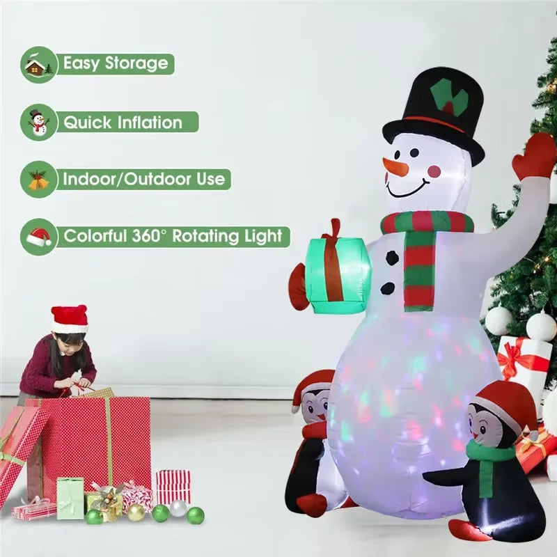 SpooLeigh Co.™- Multiple Christmas Decoration Inflatable Snowman Penguin Built-in LED Lights