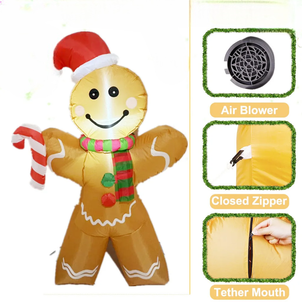 SpooLeigh Co.™- 5FT/1.5M Christmas Inflatable Gingerbread Man Built-in LED Light