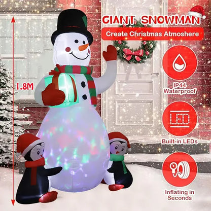 SpooLeigh Co.™- Multiple Christmas Decoration Inflatable Snowman Penguin Built-in LED Lights