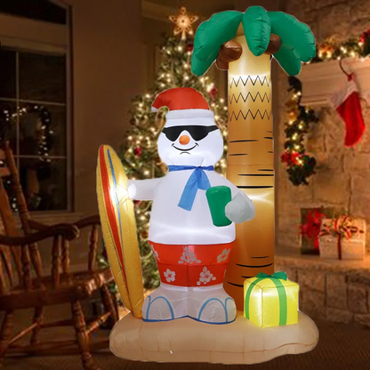 SpooLeigh Co.™- 2.4M Christmas Decoration Inflatable Beach Snowman Outdoor Built-in LED Lights