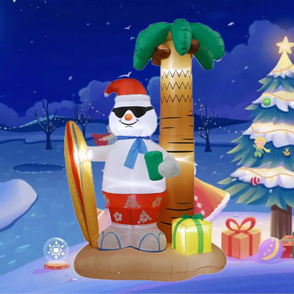 SpooLeigh Co.™- 2.4M Christmas Decoration Inflatable Beach Snowman Outdoor Built-in LED Lights