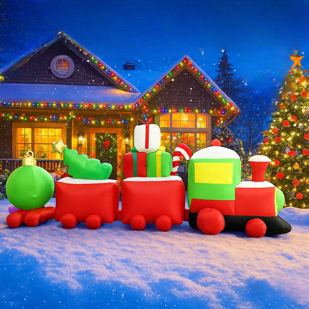SpooLeigh Co.™- 11.81FT Giant Christmas Inflatable Santa Train
