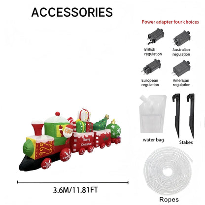SpooLeigh Co.™- 11.81FT Giant Christmas Inflatable Santa Train