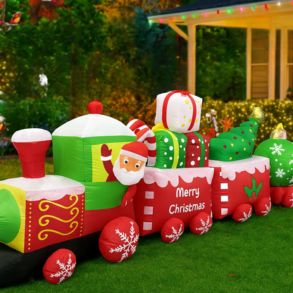 SpooLeigh Co.™- 11.81FT Giant Christmas Inflatable Santa Train