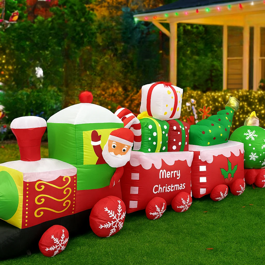SpooLeigh Co.™- 11.81FT Giant Christmas Inflatable Santa Train