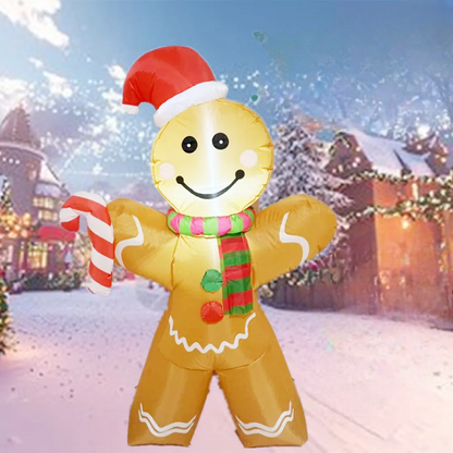 SpooLeigh Co.™- 5FT/1.5M Christmas Inflatable Gingerbread Man Built-in LED Light