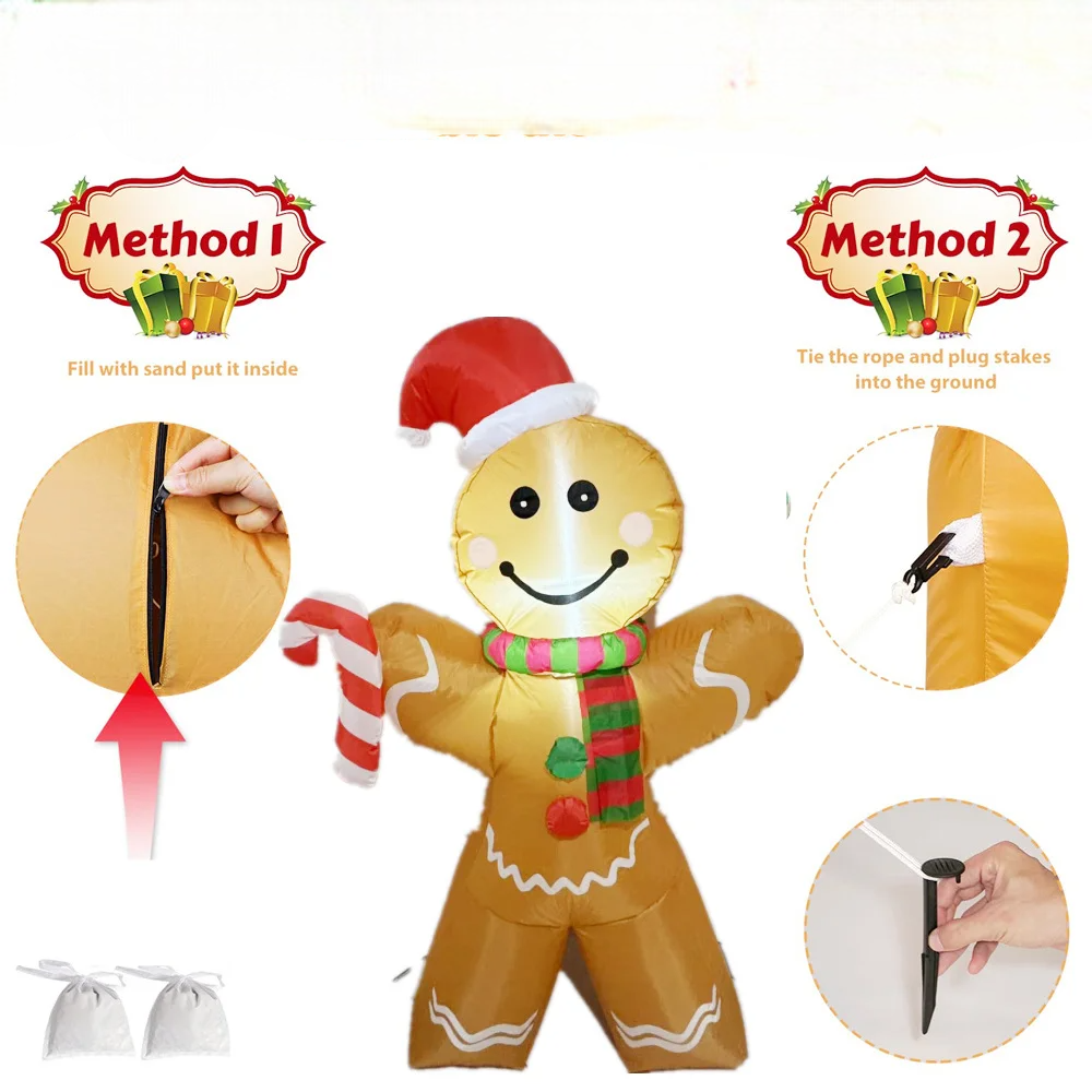 SpooLeigh Co.™- 5FT/1.5M Christmas Inflatable Gingerbread Man Built-in LED Light