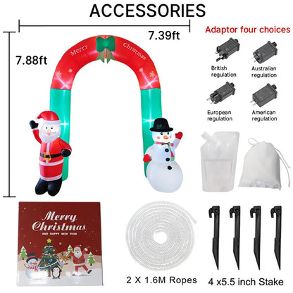 SpooLeigh Co.™- 7.87FT Inflatable Toy Christmas Arch Santa Snowman Decoration