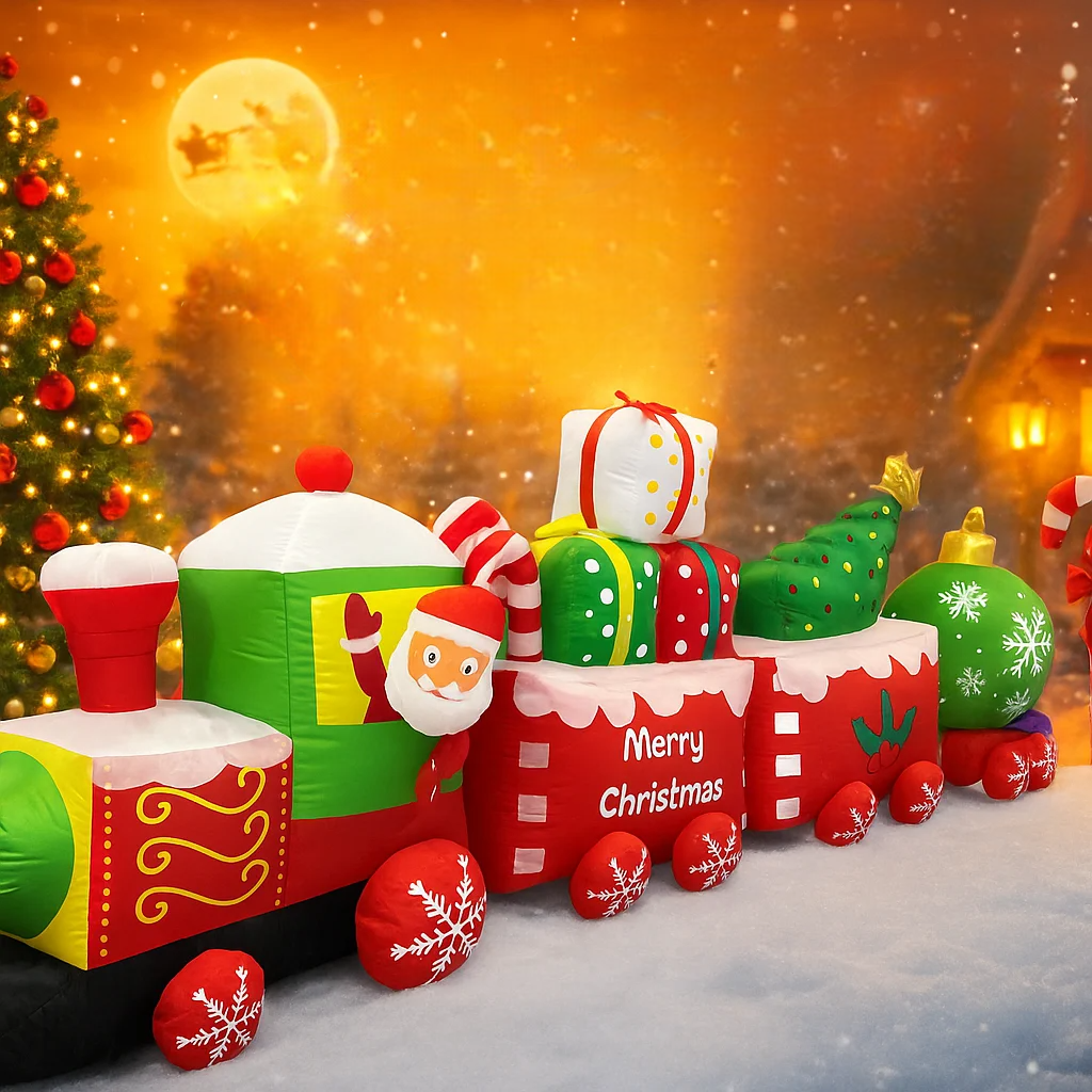SpooLeigh Co.™- 11.81FT Giant Christmas Inflatable Santa Train