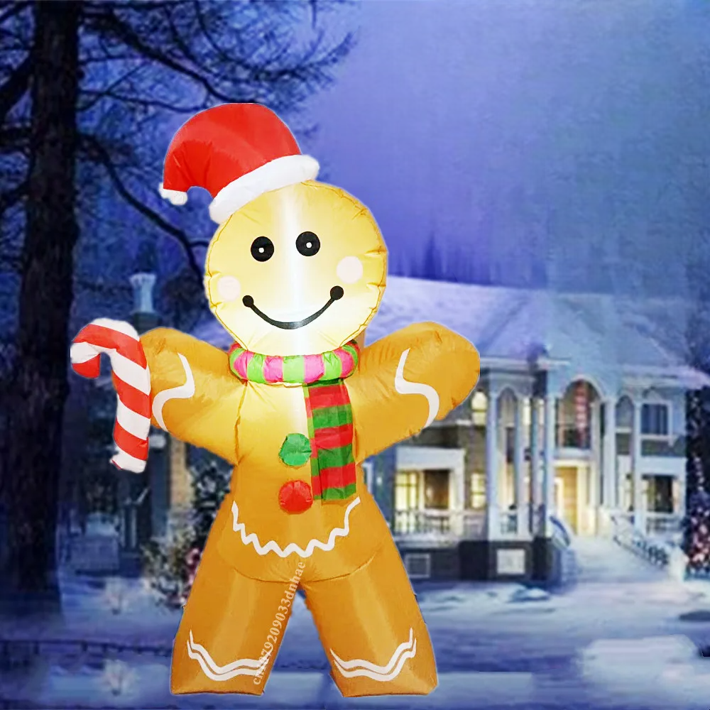 SpooLeigh Co.™- 5FT/1.5M Christmas Inflatable Gingerbread Man Built-in LED Light