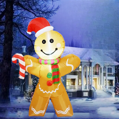 SpooLeigh Co.™- 5FT/1.5M Christmas Inflatable Gingerbread Man Built-in LED Light