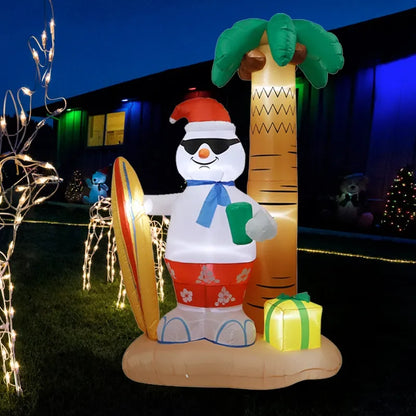 SpooLeigh Co.™- 2.4M Christmas Decoration Inflatable Beach Snowman Outdoor Built-in LED Lights