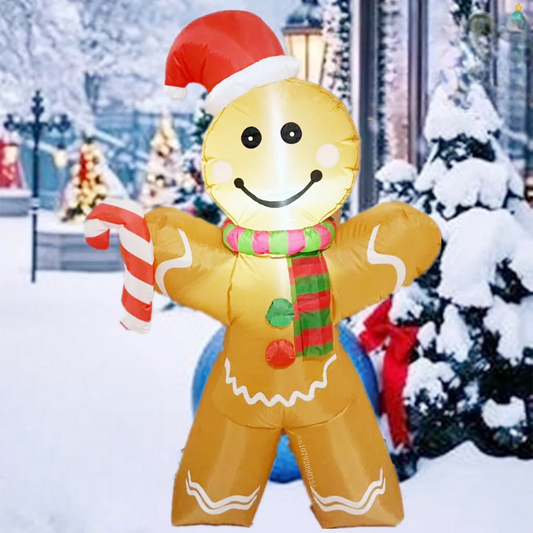 SpooLeigh Co.™- 5FT/1.5M Christmas Inflatable Gingerbread Man Built-in LED Light