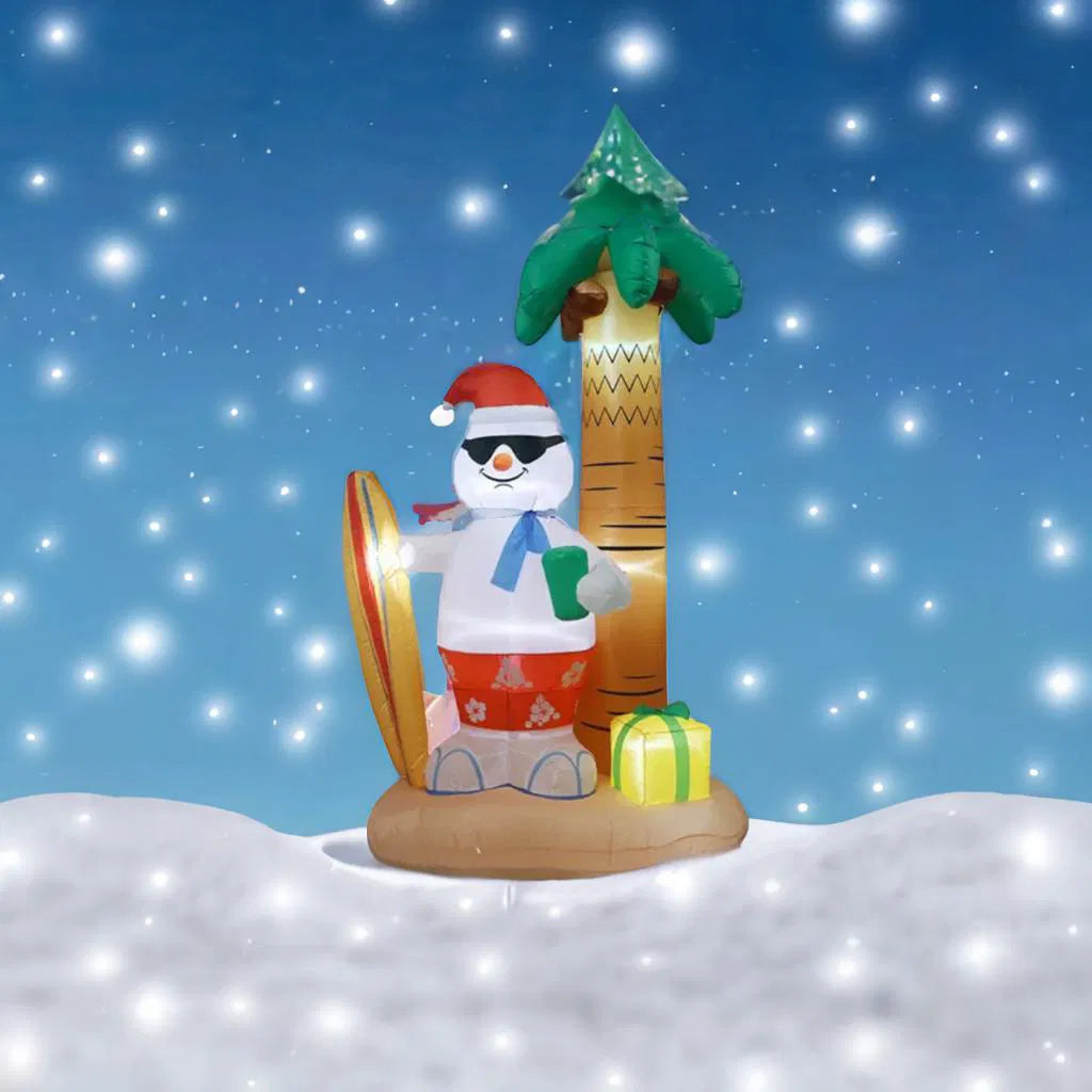 SpooLeigh Co.™- 2.4M Christmas Decoration Inflatable Beach Snowman Outdoor Built-in LED Lights
