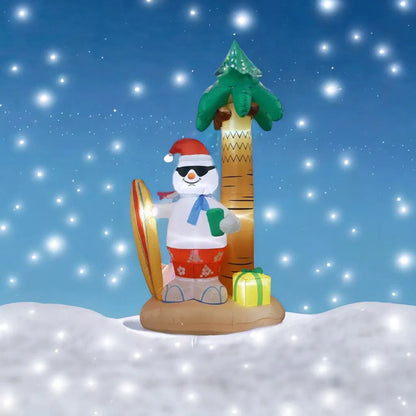 SpooLeigh Co.™- 2.4M Christmas Decoration Inflatable Beach Snowman Outdoor Built-in LED Lights